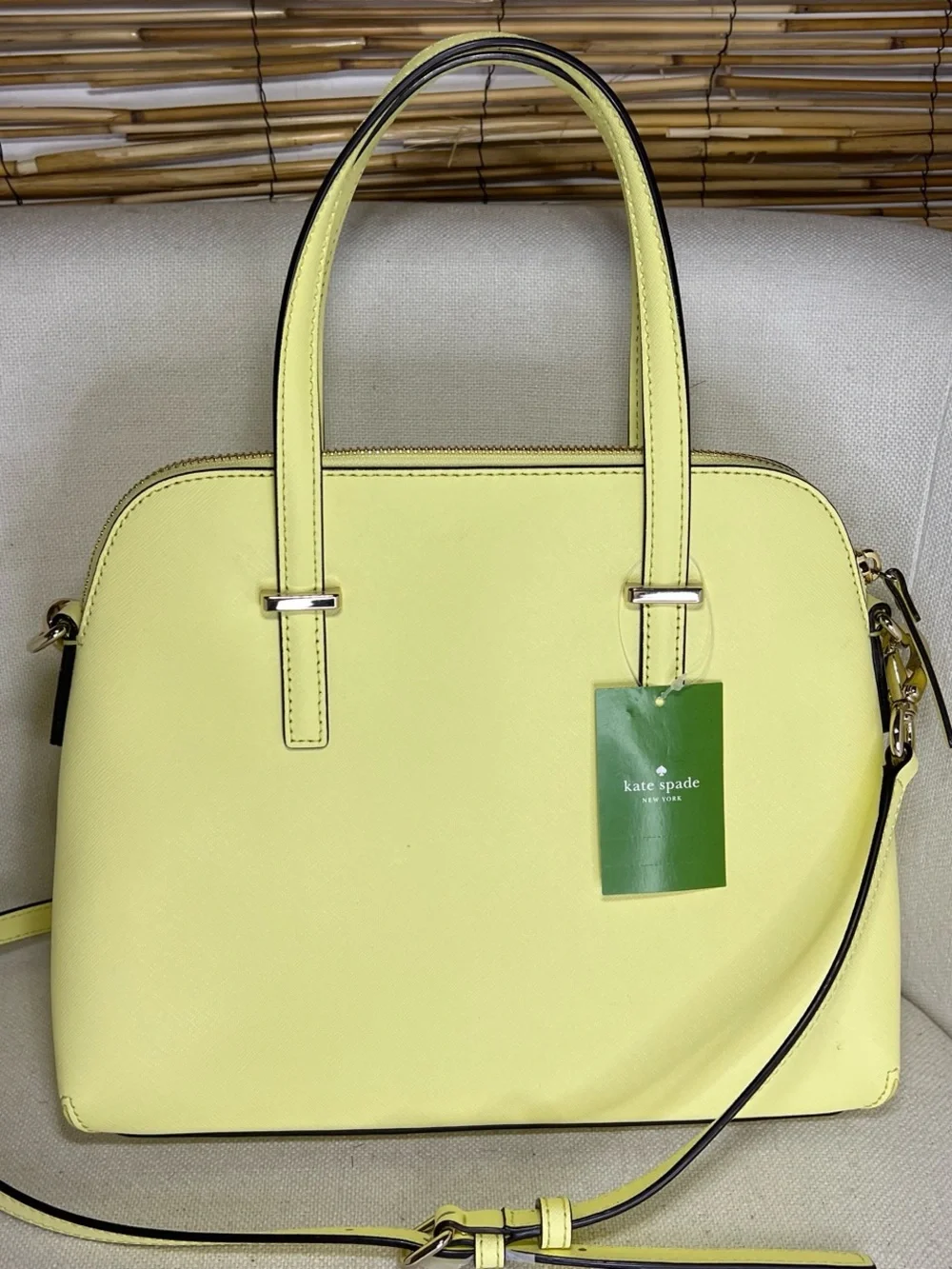kate spade lemon yellow dome satchel